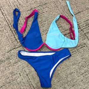 Blue and Light Blue Bikini Set